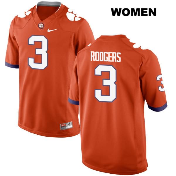 Women's Clemson Tigers #3 Amari Rodgers Stitched Orange Authentic Nike NCAA College Football Jersey HTE4746YT